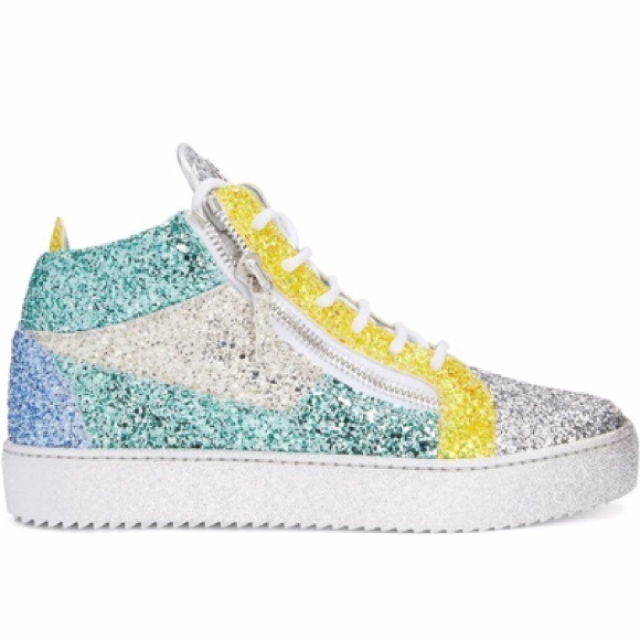 GIUSEPPE ZANOTTI  Men's Sierra Glitter Double-zip High-top Sneakers - Picture 1 of 5